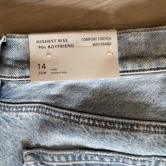 American Eagle Jeans Highest Rise 90’s Boyfriend Patchwork Destroyed Denim 14 - Picture 4 of 15